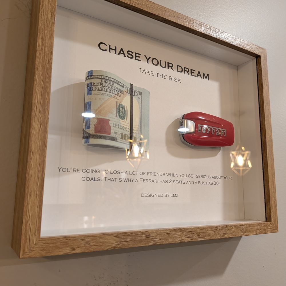 3D Framed Ferrari Key and Money Display